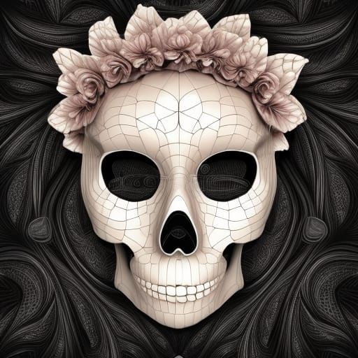 Girl in Skeleton Mask with Flower Crown