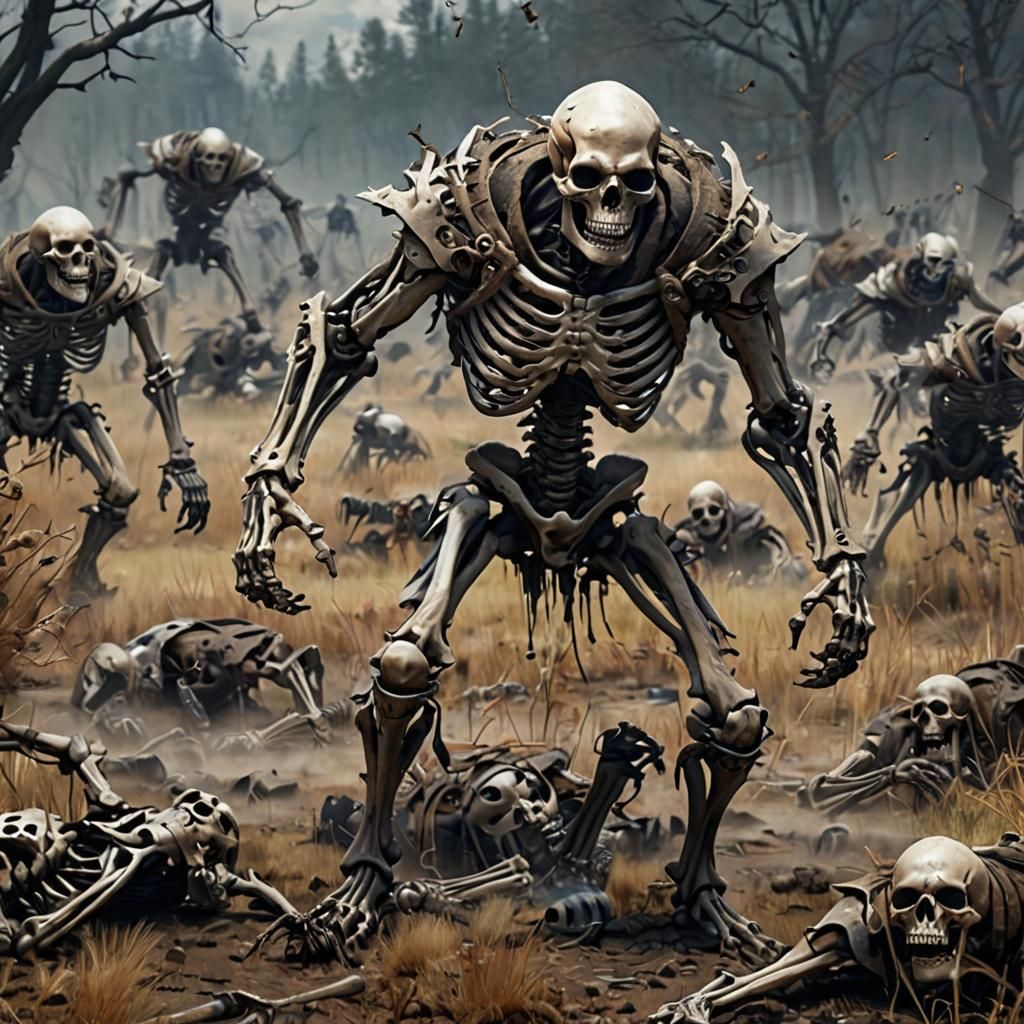 Werewolf Skeleton on a Desolate Battlefield