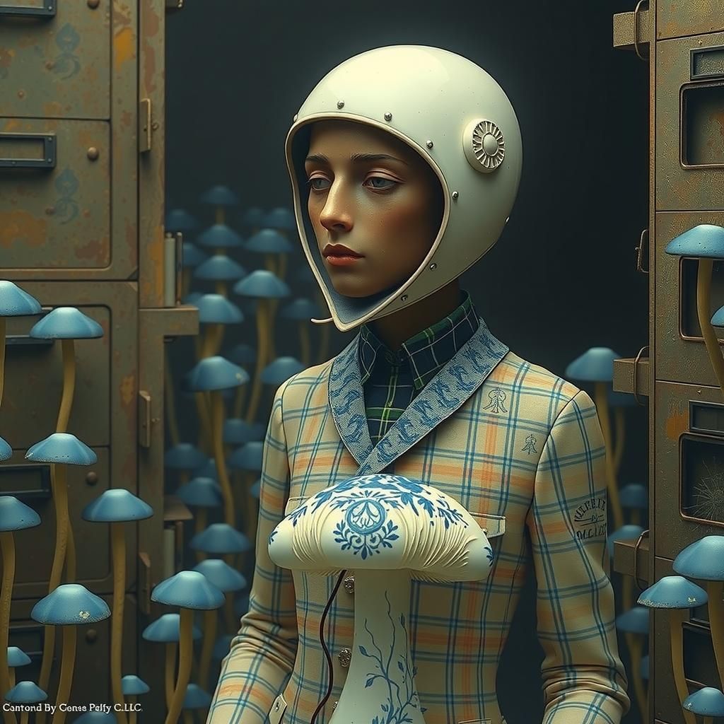 Porcelain Bureaucrats in Mushroom Forest, Baroque Sculpture