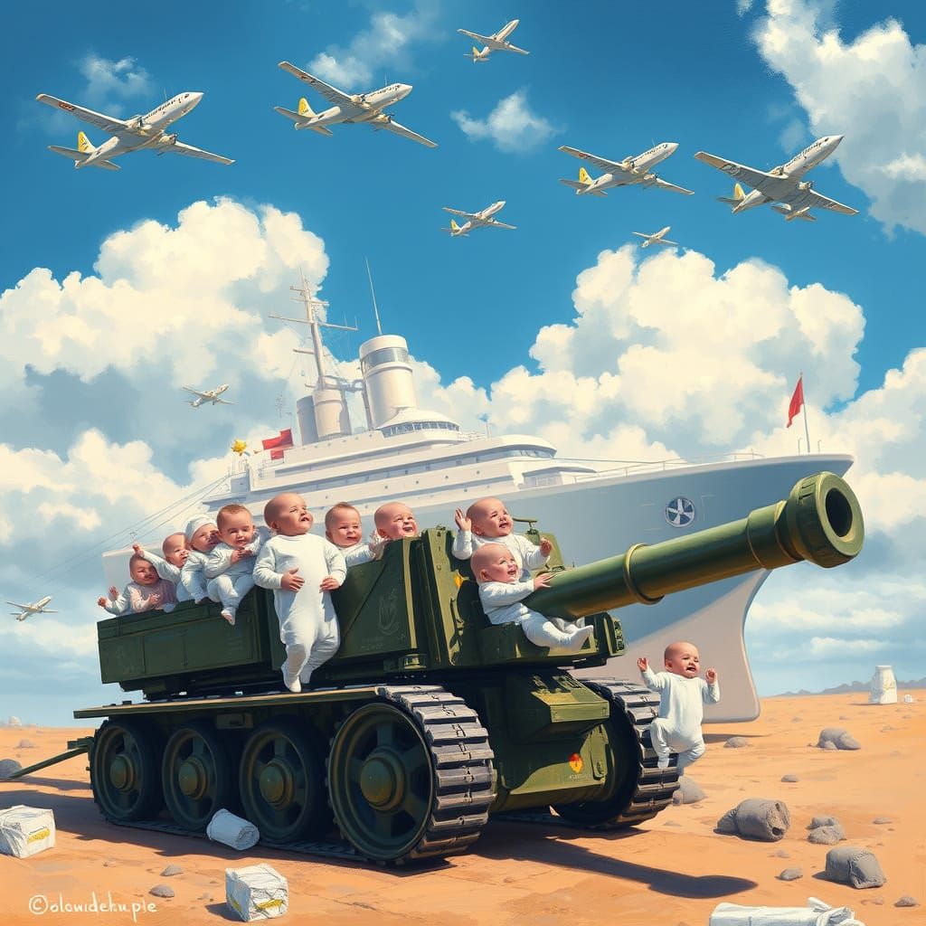 Surreal Baby Artillery in Dali Style