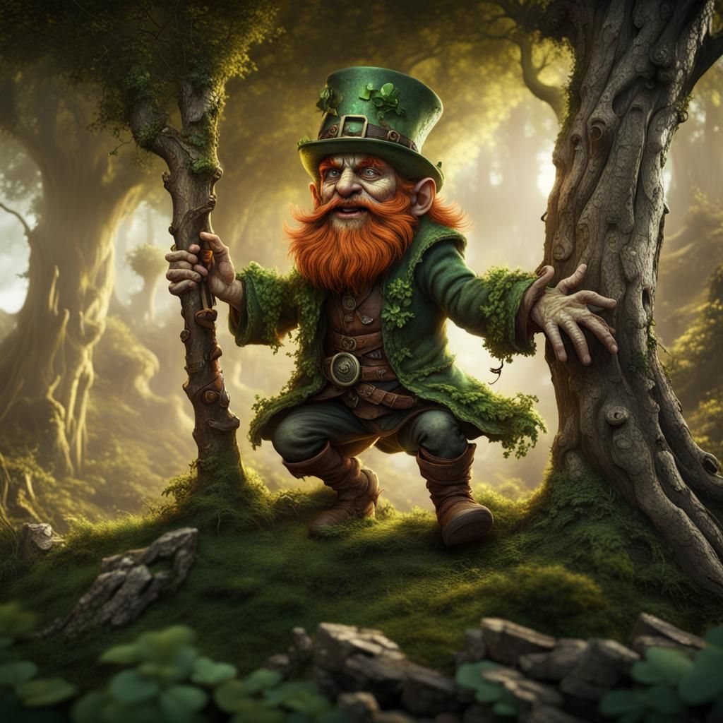 Bark Leprechaun Controlling Plants: Detailed Matte Painting