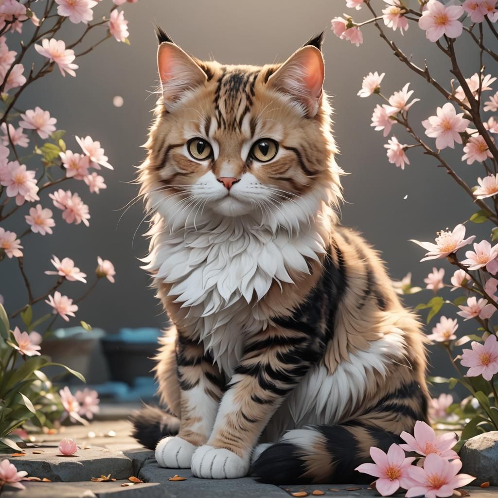 Anime Cat in 3D with Extreme Detail