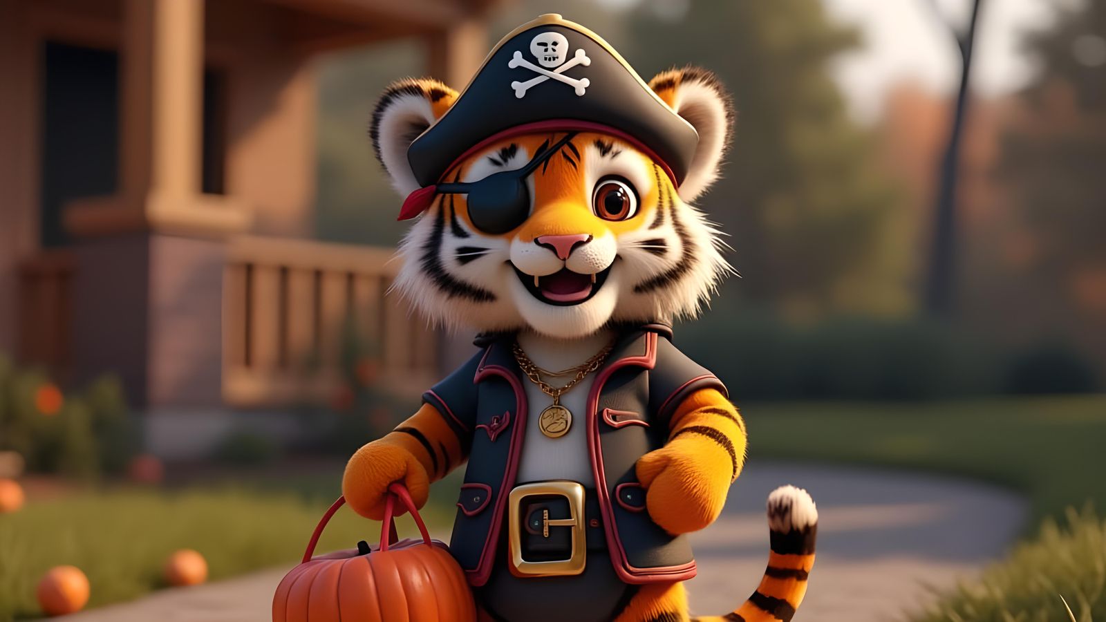 Tiger Cub Pirate Costume: Adorable Halloween Scene