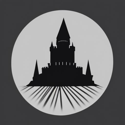 Black Castle Silhouette on White Background