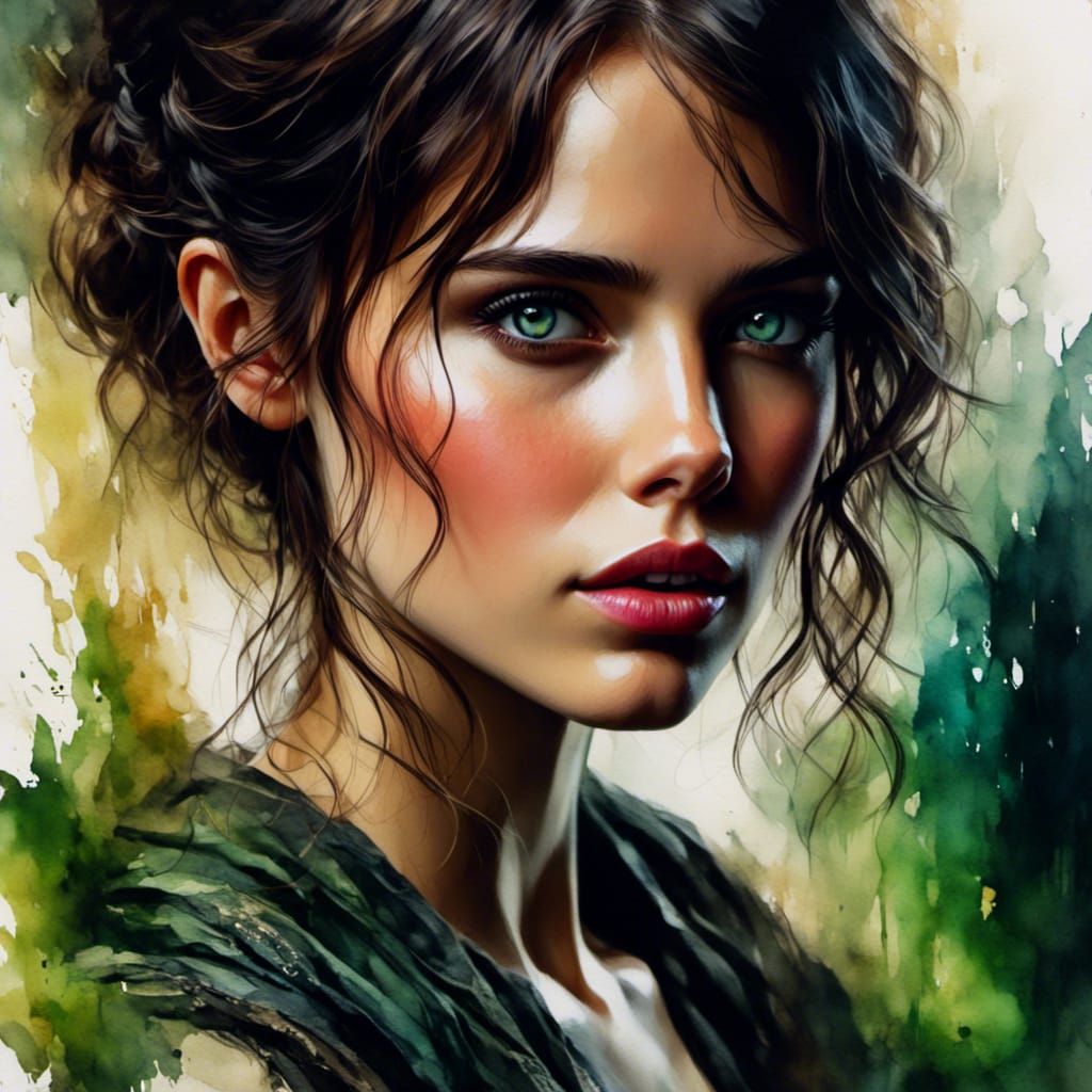 Felicity Jones Portrait in Cyberpunk Style