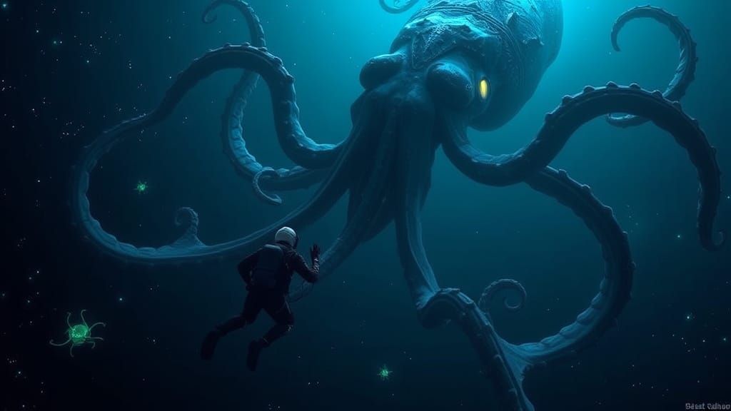 Deep-Sea Explorer's Abyssal Squid Encounter
