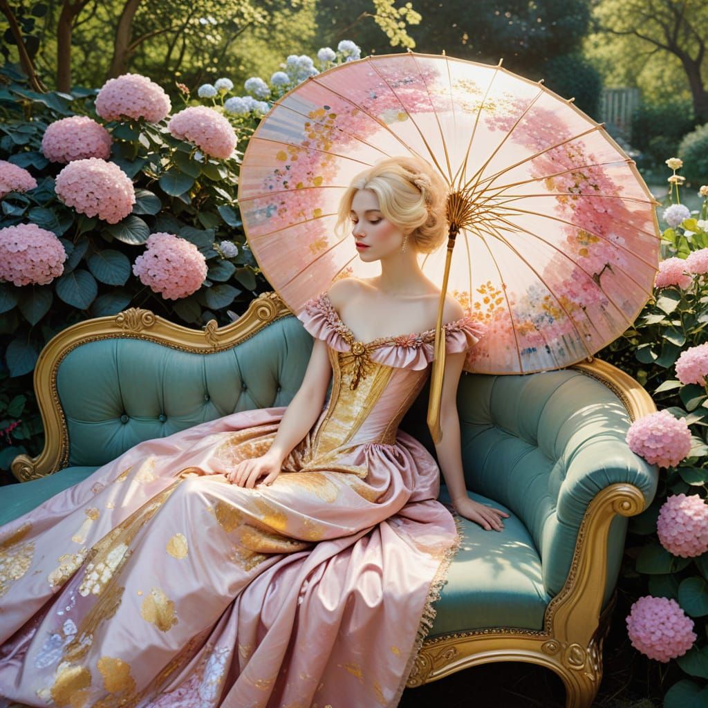 Impressionist Lady with Parasol in Candy Hues