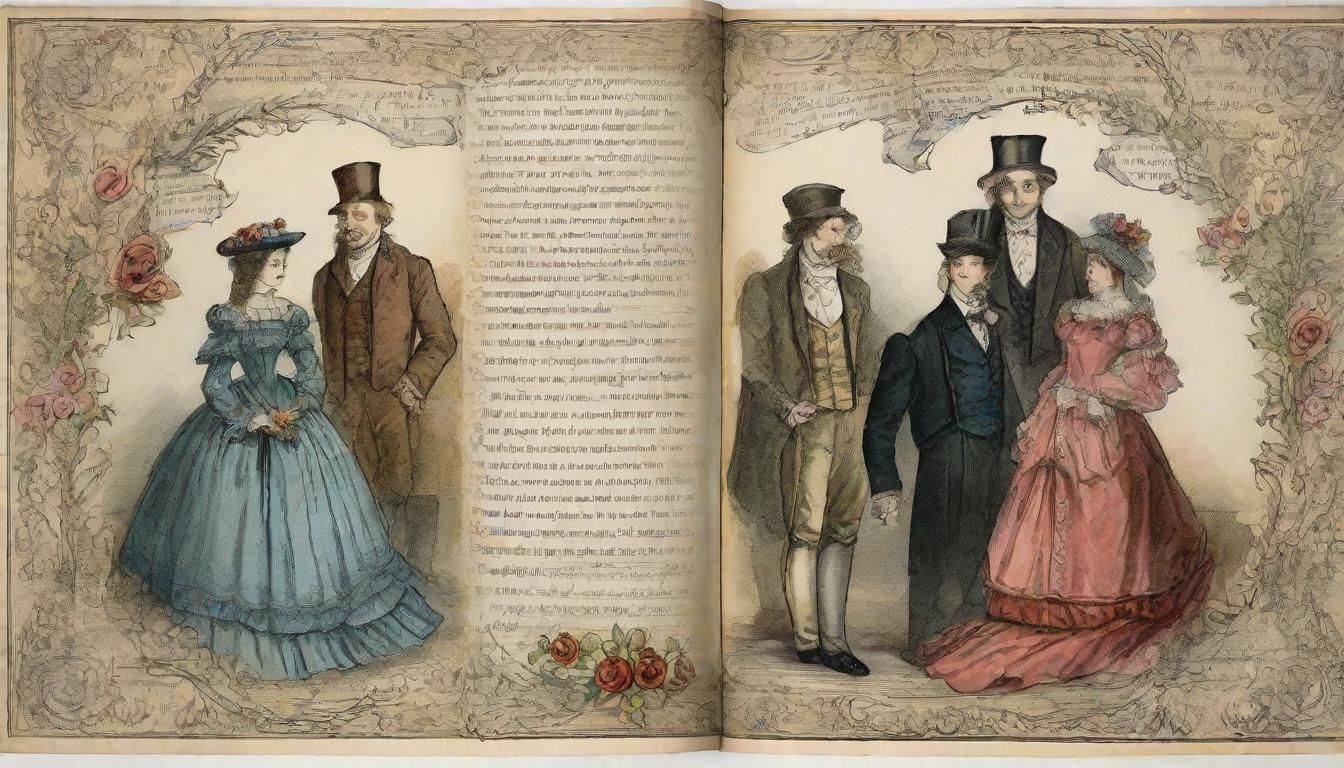 Victorian Marriage Book Illustration in Watercolor Style