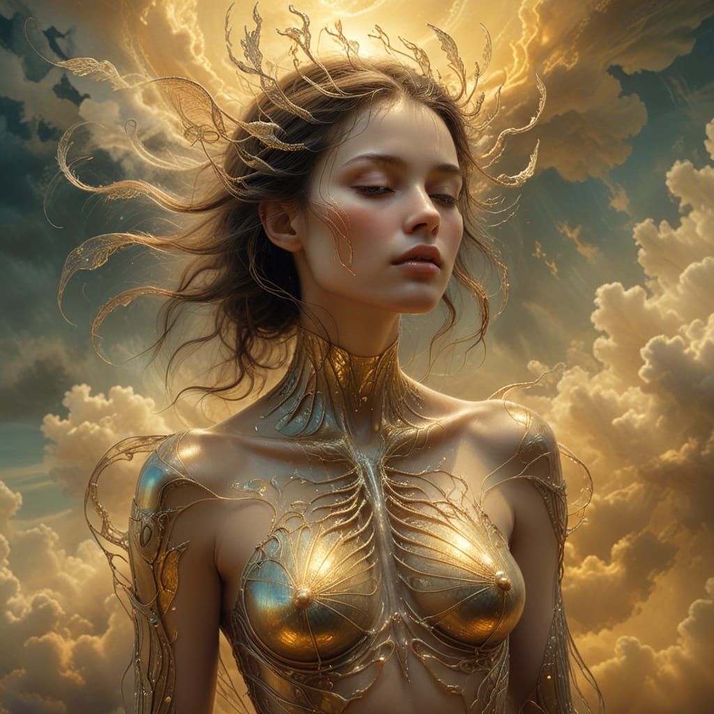 Dreamy, Ethereal Woman in Soft, Golden Light