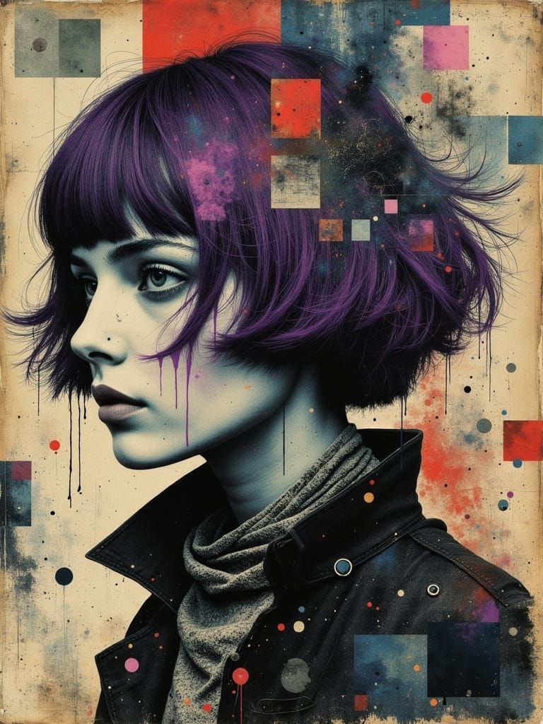 Gothic Portrait of Melancholic Woman in Coldwave Style