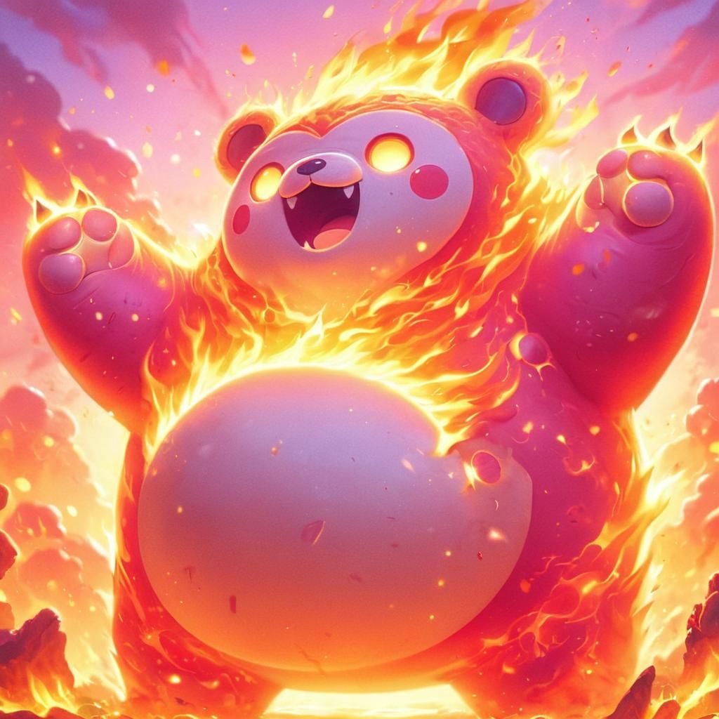 Fiery Lava Bear Pokémon with Intense Flames