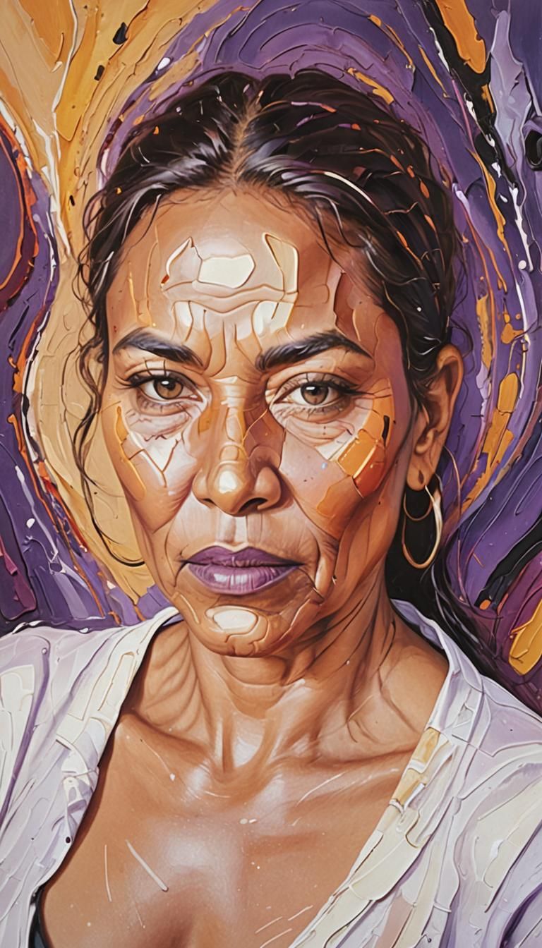 Abstract Face in Aboriginal Oil Painting