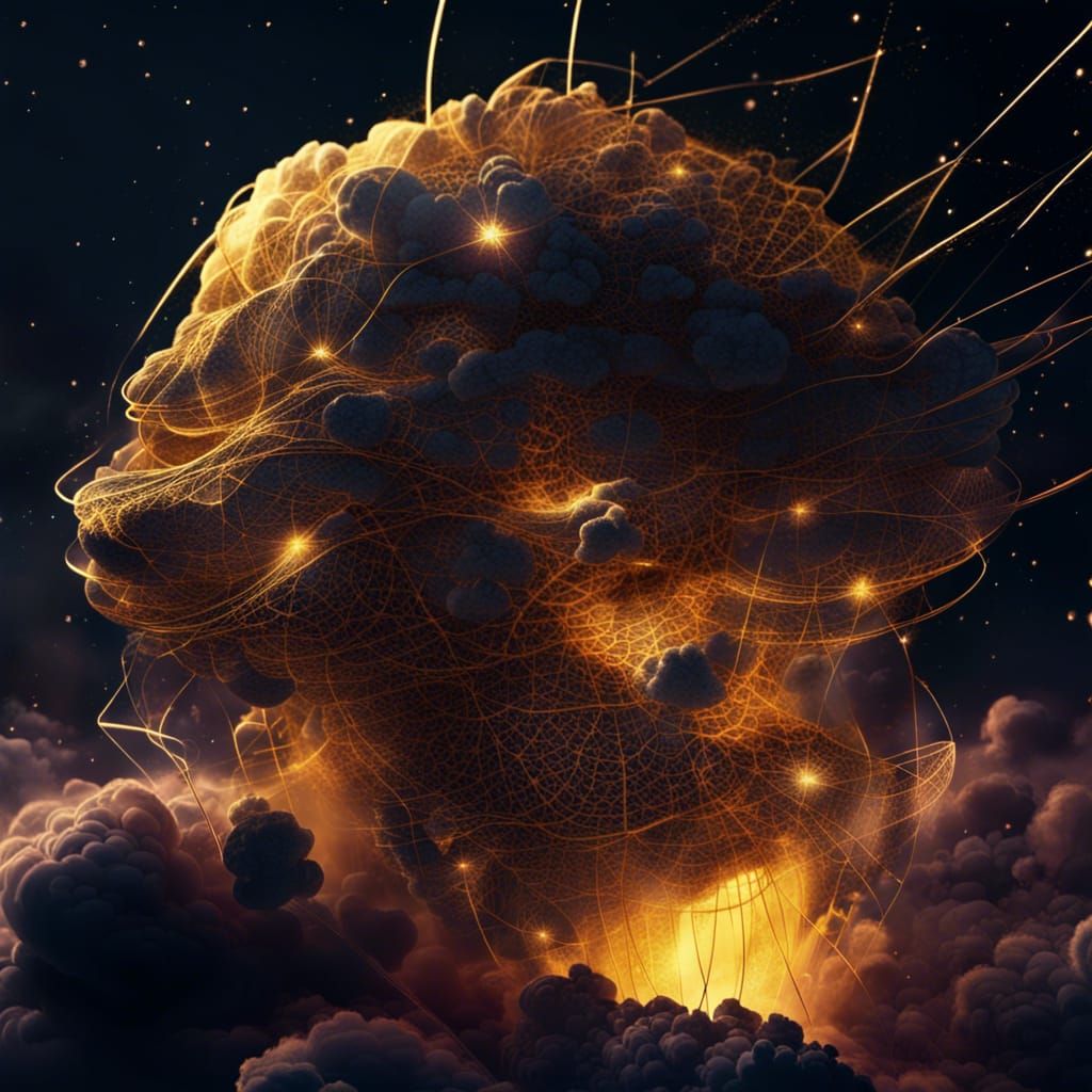 Gold Wire Cosmic Nebula in Detailed Matte Painting