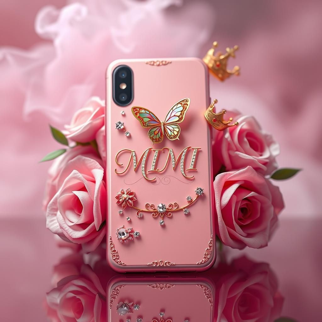 Luxurious Pink Gemstone Phone Case in Fantasy Style