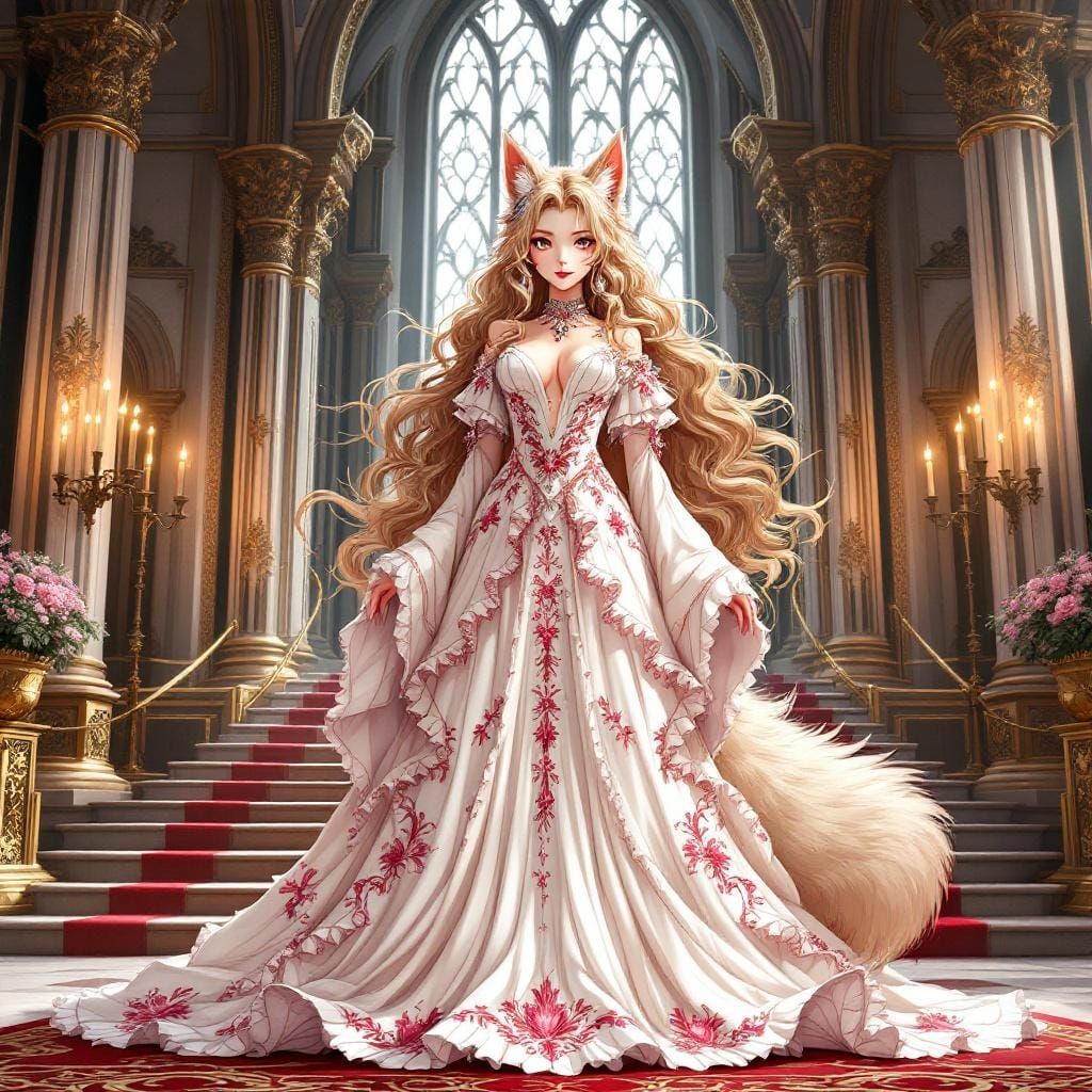 Anime Wolf-Girl in Royal Dress