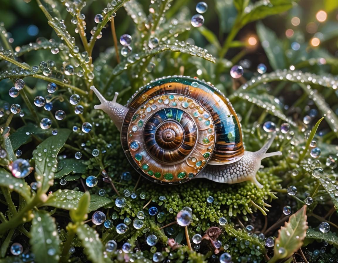 Jewel-Encrusted Snail Shell: Macro Photography