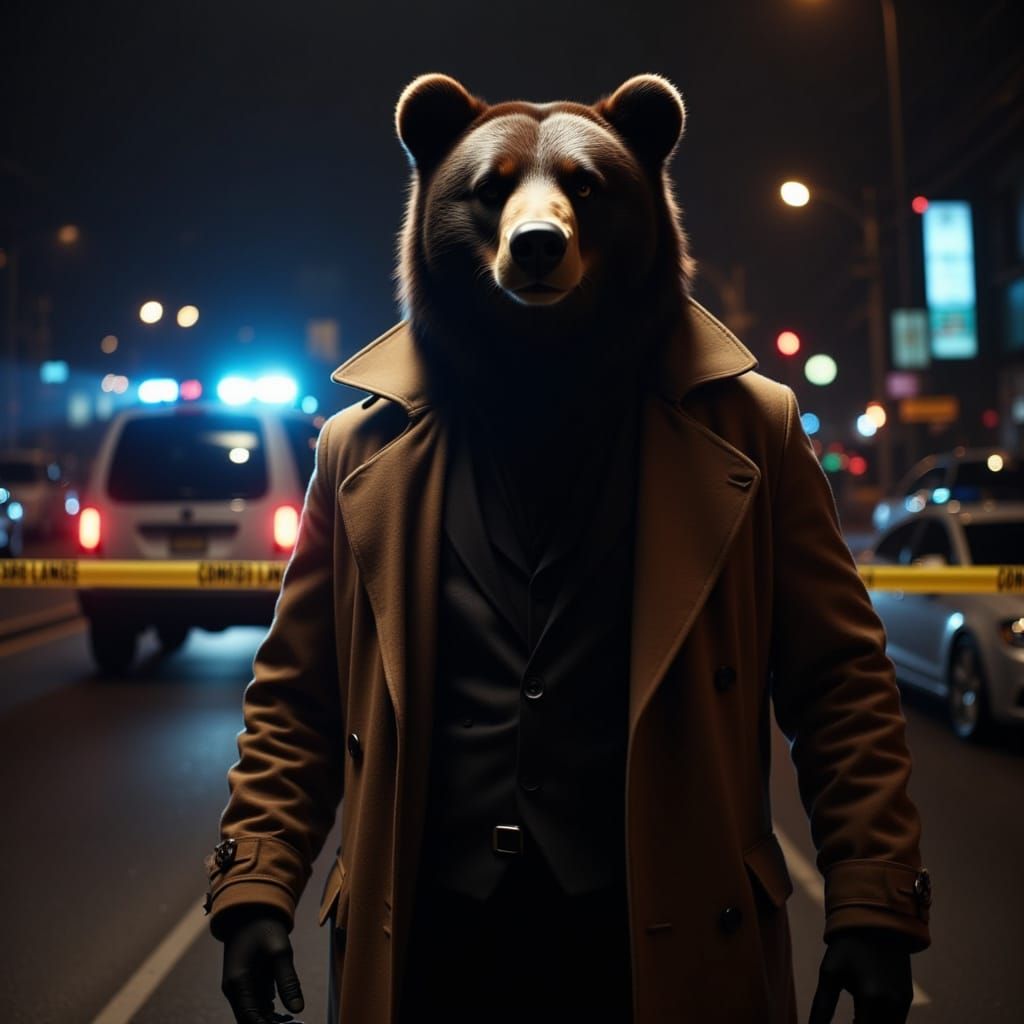 Bear Detective at Crime Scene