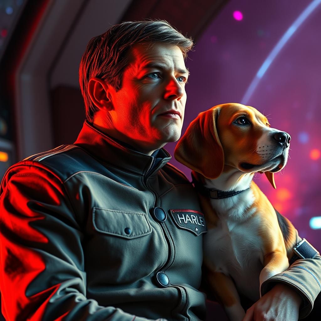 Captain Archer and Beagle: Hyperrealistic Star Trek Portrait