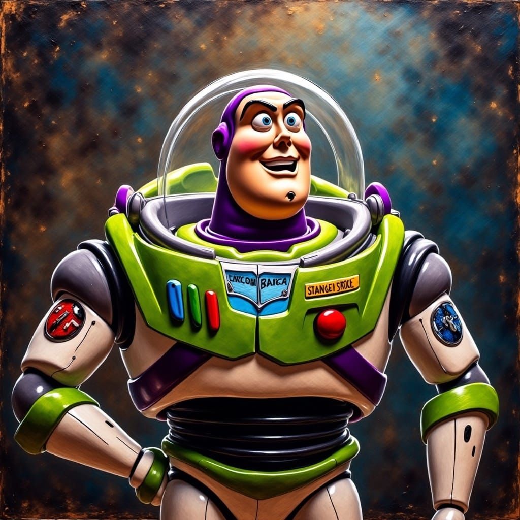 Grungy Oil Painting of Buzz Lightyear