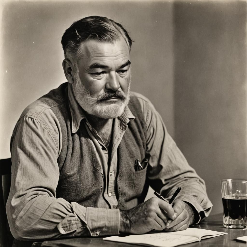 Ernest Hemingway Writing Drunk: A Portrait