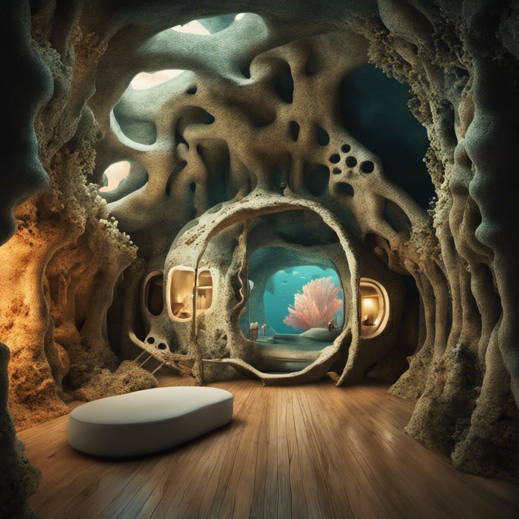 Deepsea Organic Coral Reef Shelter in Abyss