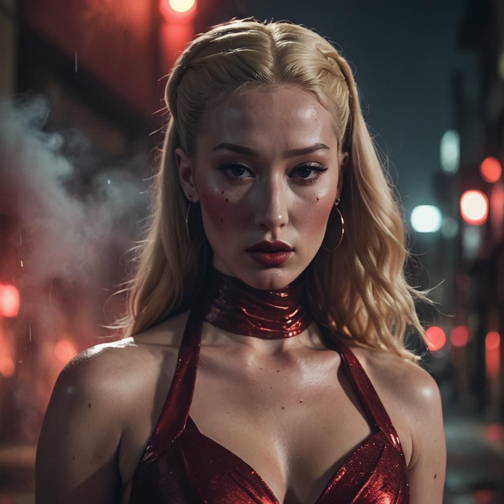 Iggy Azalea as Ninja in Red Dress: Cinematic Still