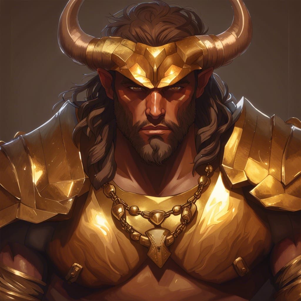 Minotaur Gladiator Portrait in Hyperdetailed Style