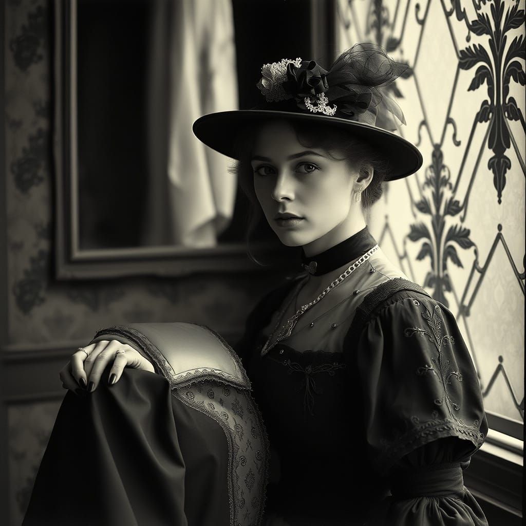 M.C. Escher-Inspired Edwardian Lady Contemplates Herself