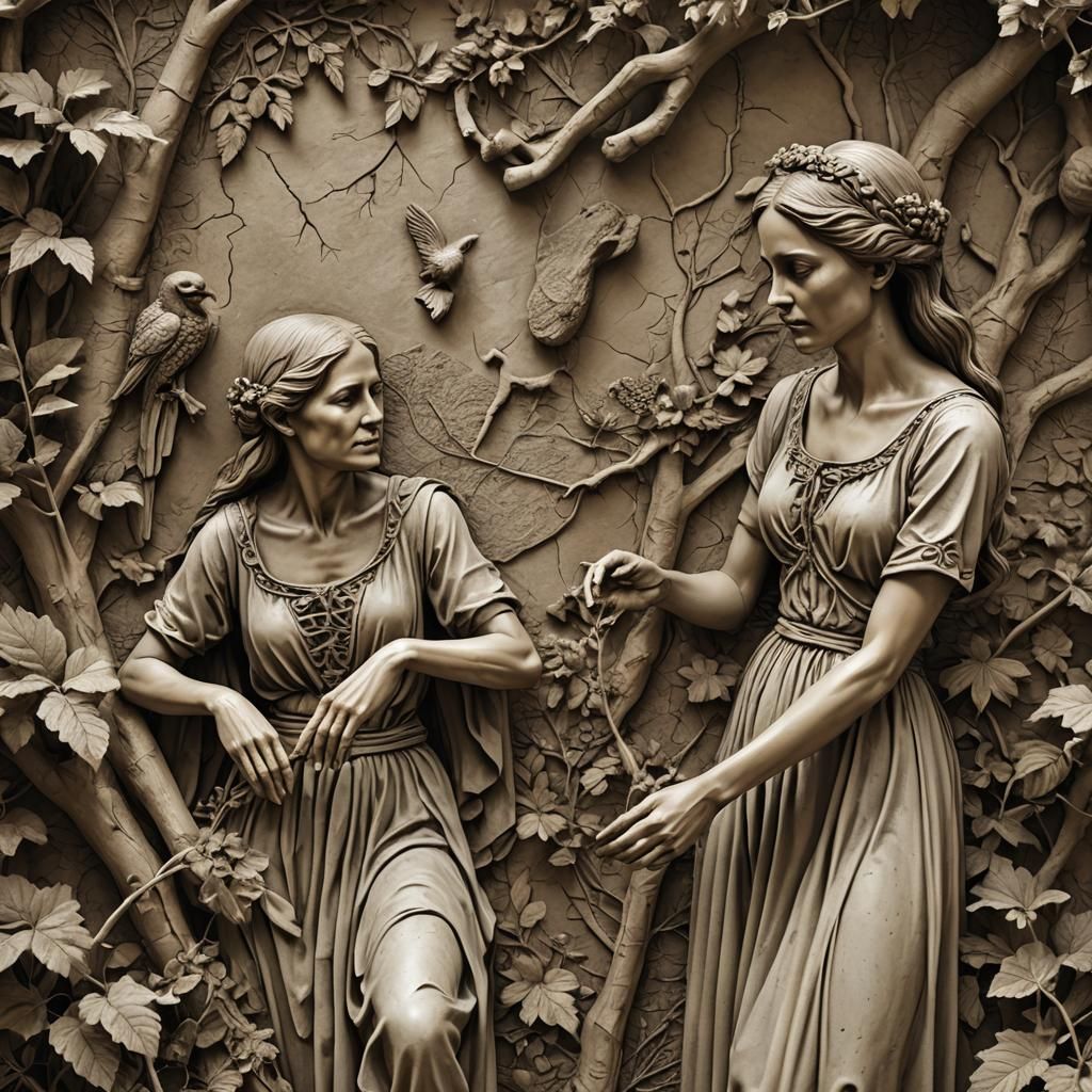Vase with Woman in Relief: Photorealistic Still Life