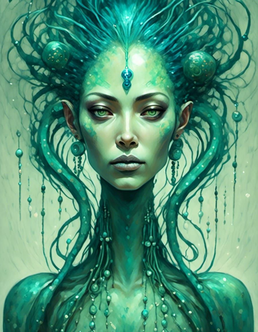 Exotic Alien Woman Portrait in Fantasy Style