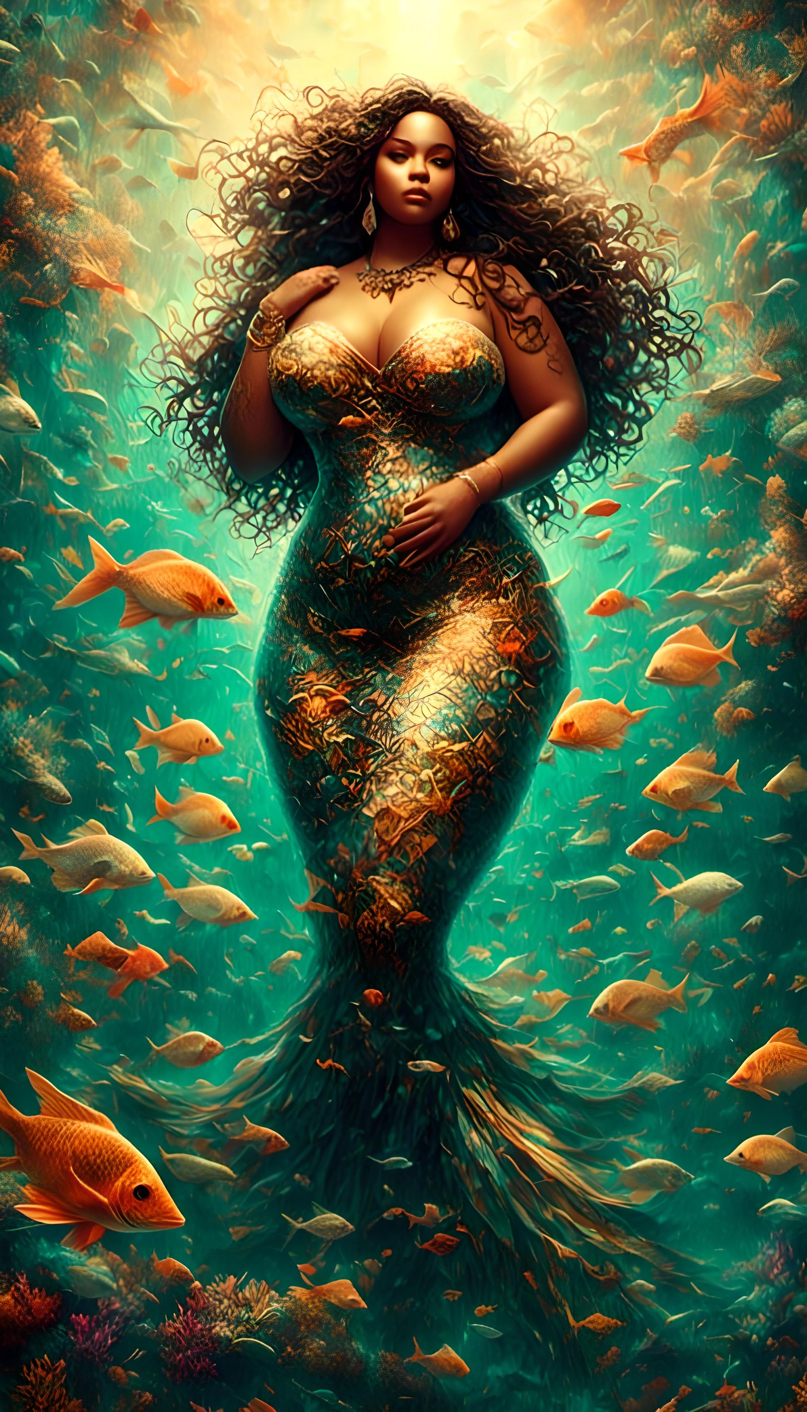 Plus Size Mermaid in Mosaic Beauty Style