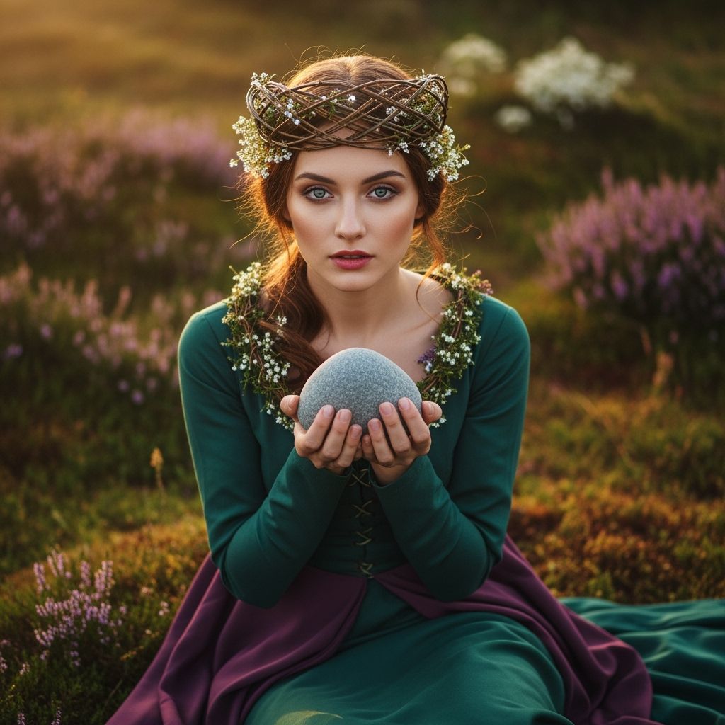 Regal Princess on Mossy Bog Holding Stone