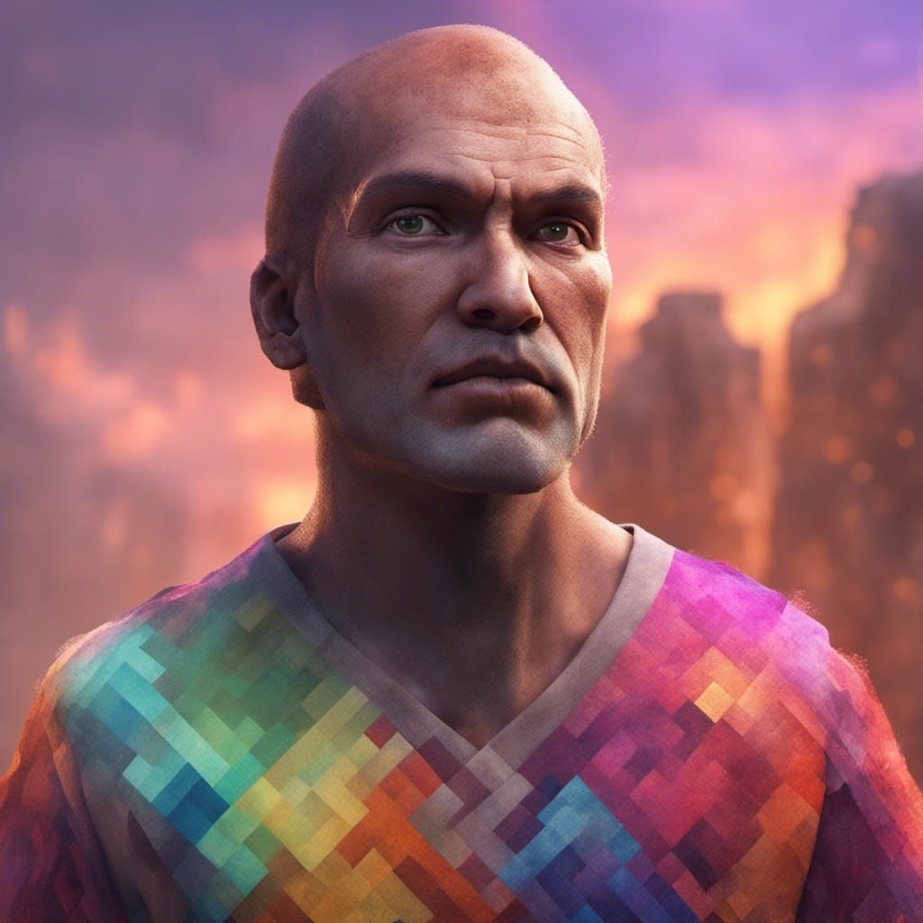 Realistic Minecraft Villager Portrait in Splash Art Style