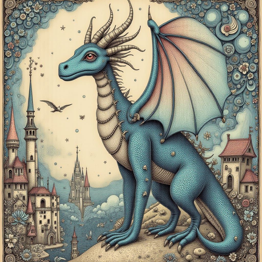 Majestic Dragon Safeguarding Fairytale Realm in Fantastical ...