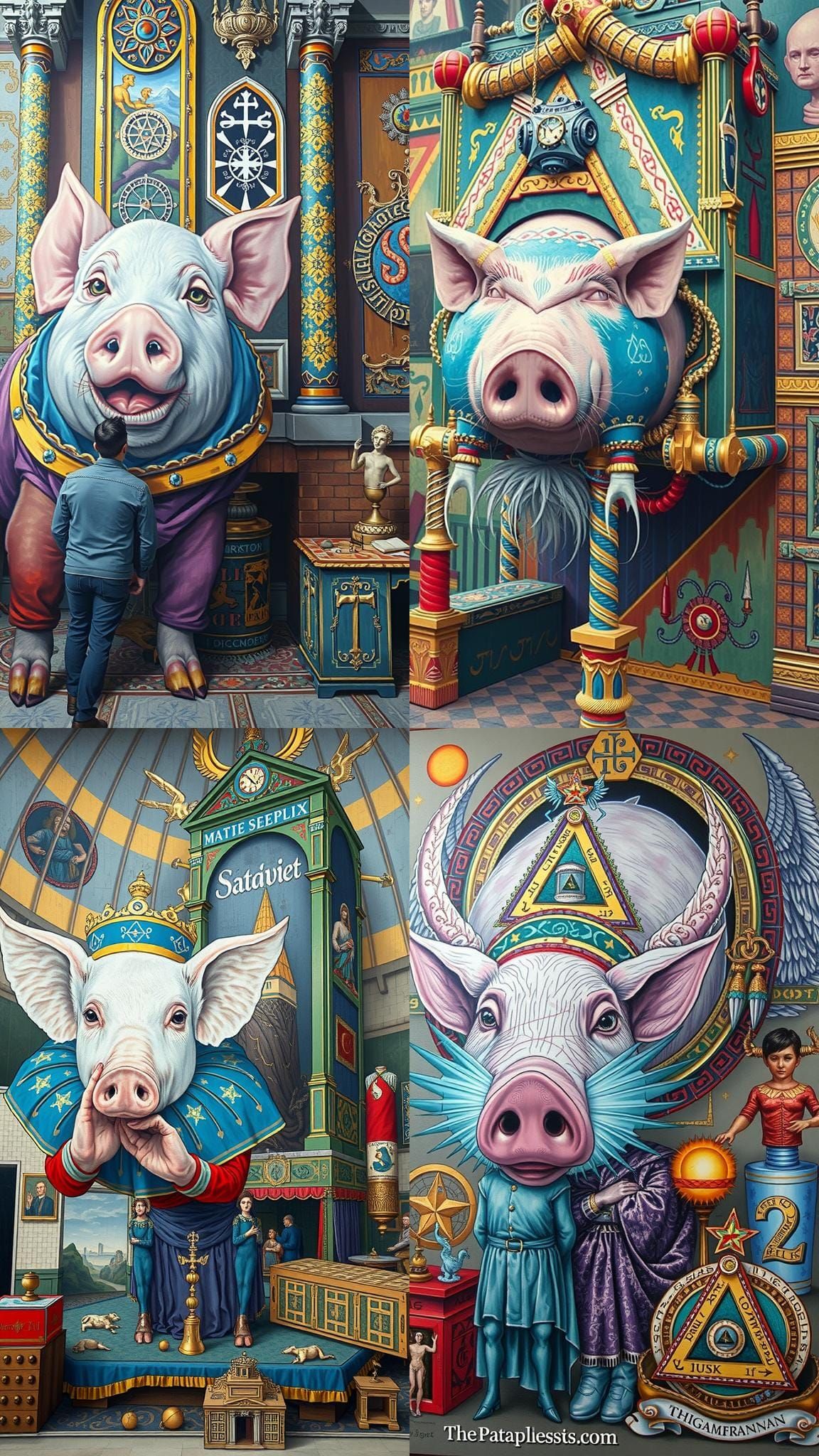 Surreal Pig in a Dada-Inspired Institute