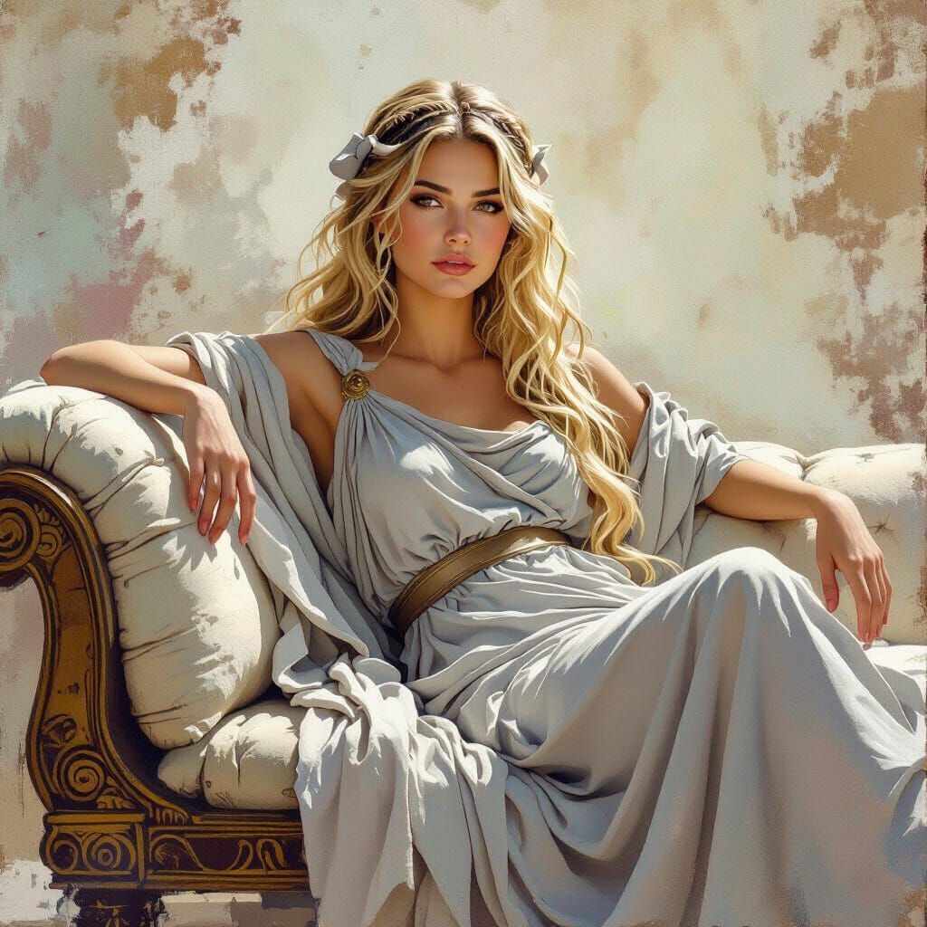 Aergia: Slothful Goddess in Hyperrealistic Style