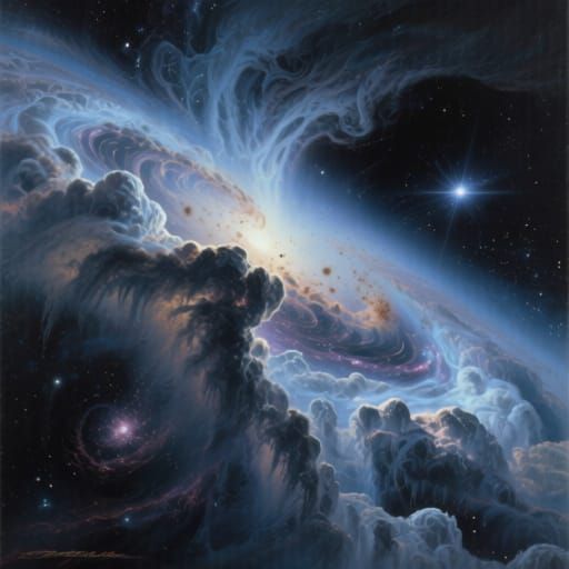 Deep Space Frozen Nickel Clouds & Dark Matter Vista