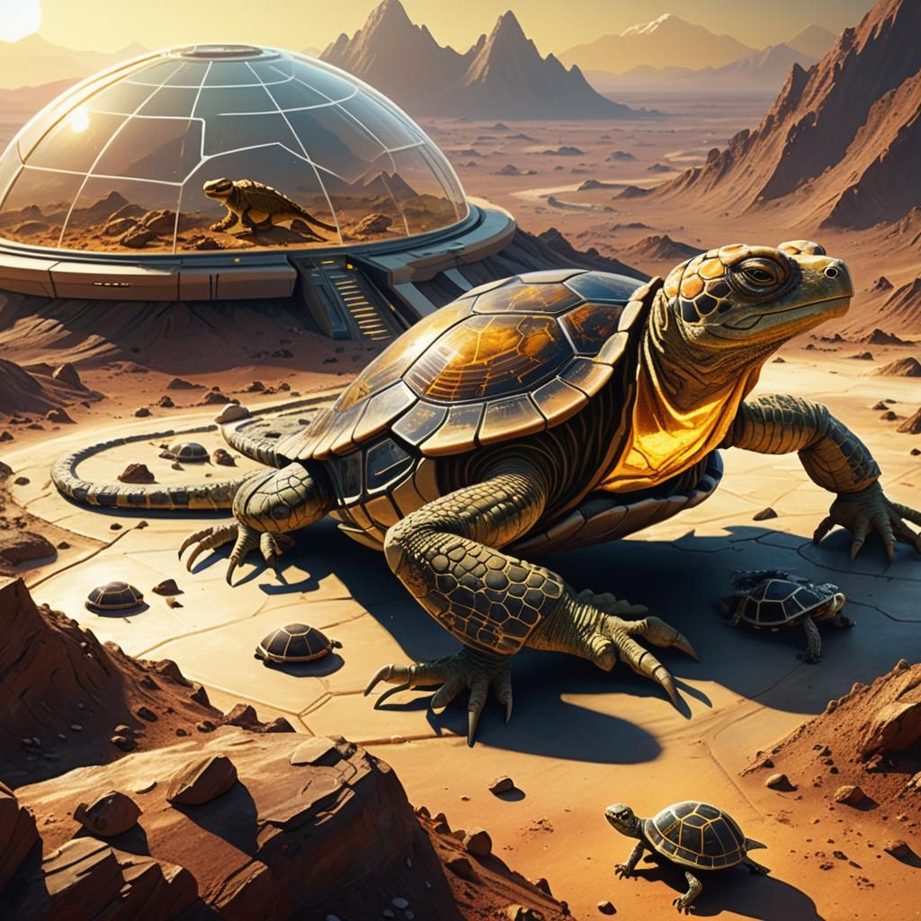 Exotic Alien Specimen in Domed Habitat: Xenobiology Illustra...