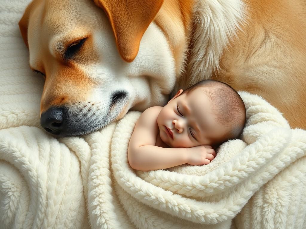Baby and Dog in Expressionist Figurative Style