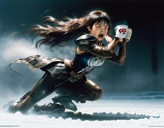 Women Fighting at Dawn with Coffee Cup