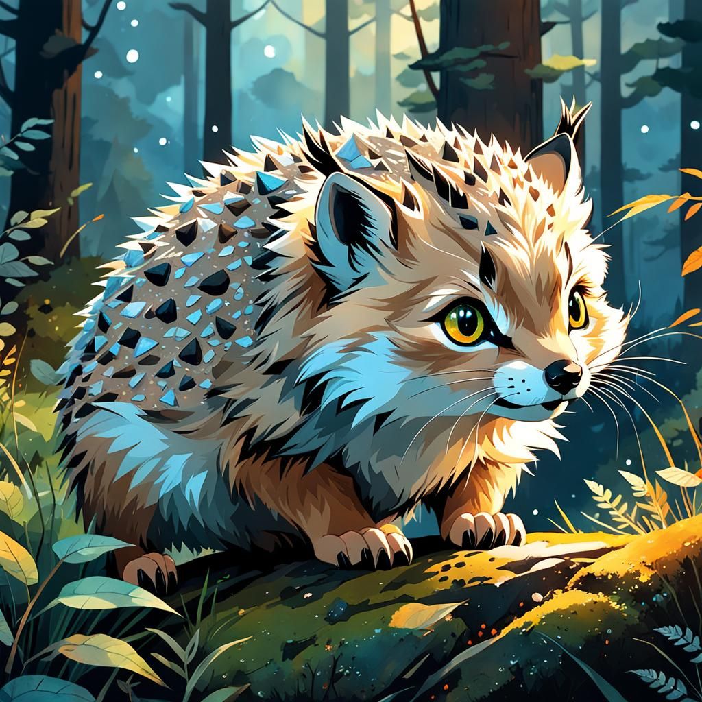 Adorable Baby Lynx in Watercolor Forest