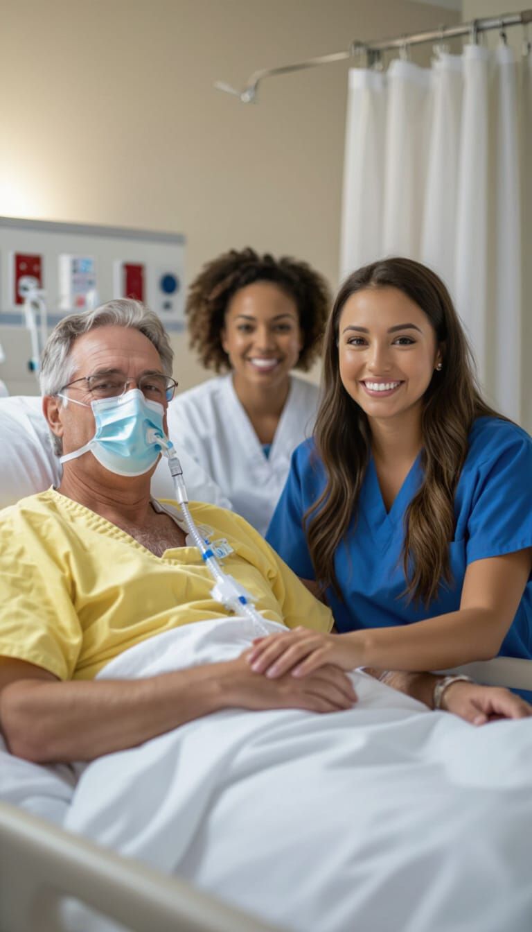 Candid Hospital Photo: Nurse Holds Patient's Hand