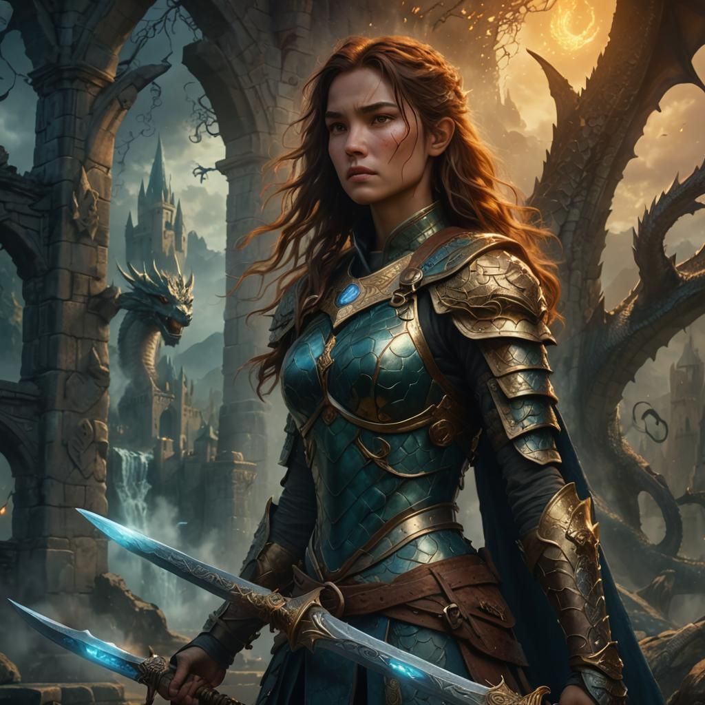 Dragon Soaring Above Kingdom: Fantasy Concept Art