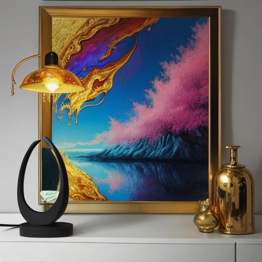Surreal Genie Emerges from Lamp in Dreamy Scene