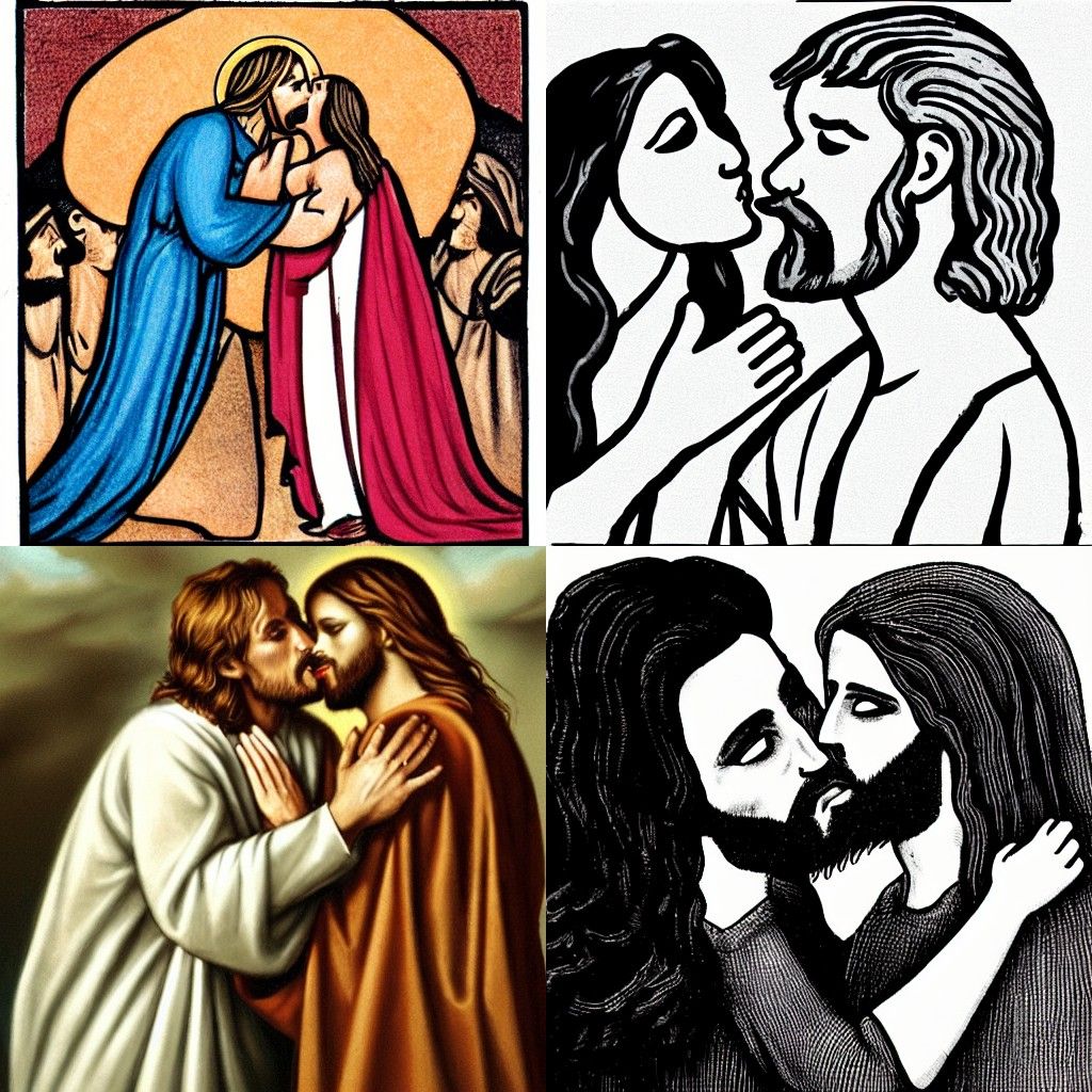 Jesus Christ and Satan Kissing