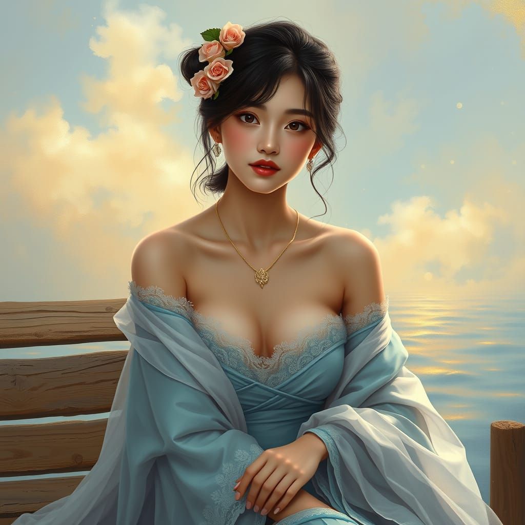 Ethereal Chinese Beauty in Impressionist Style