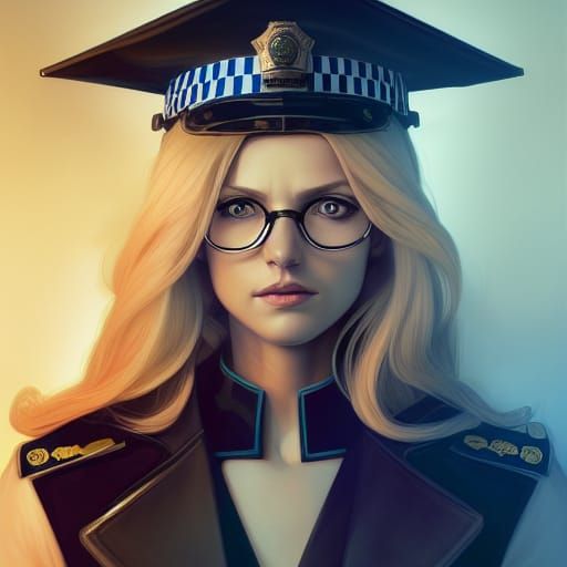 Tarot Style Police Woman Portrait in 8k