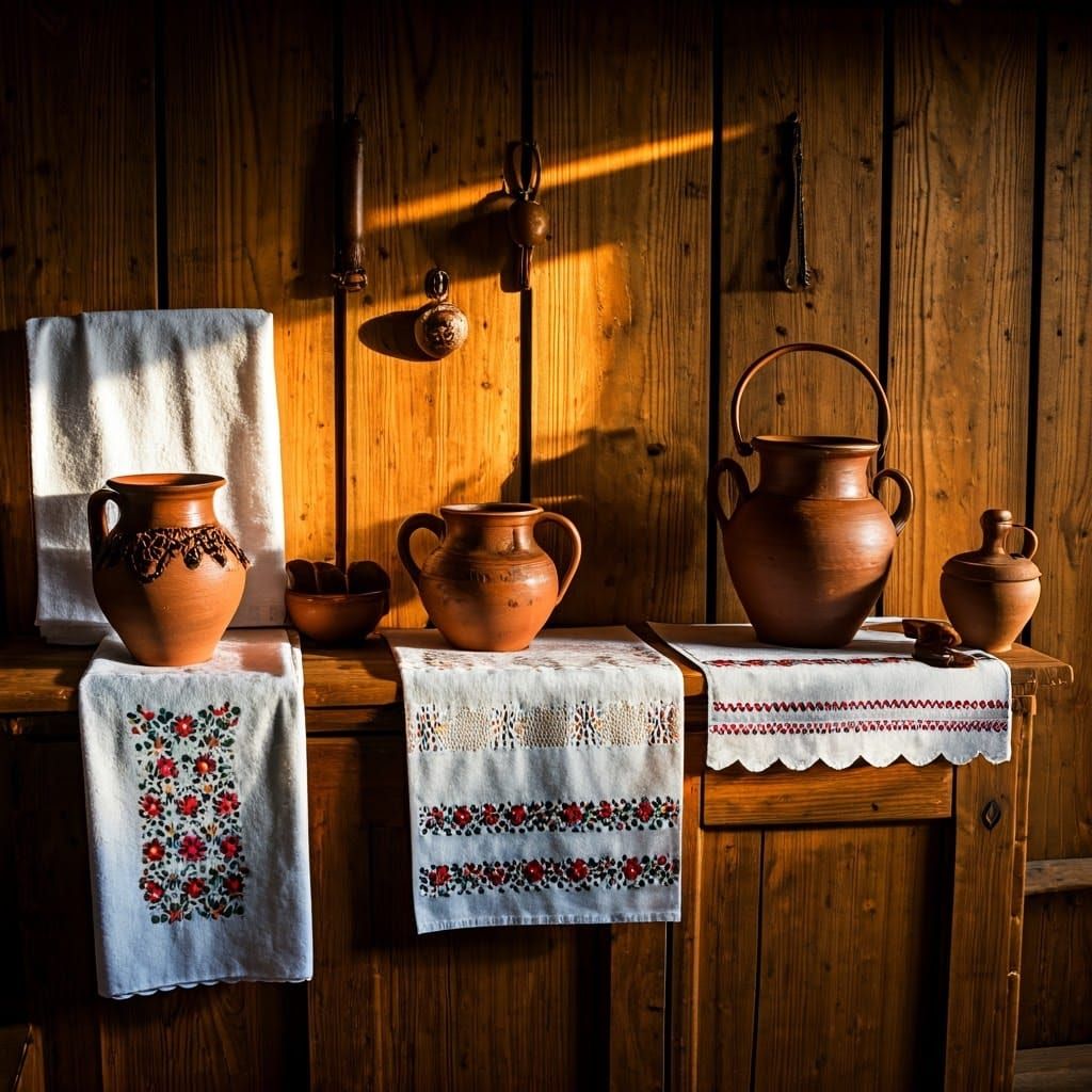 Rustic Romanian Cottage Decor with Ceramics