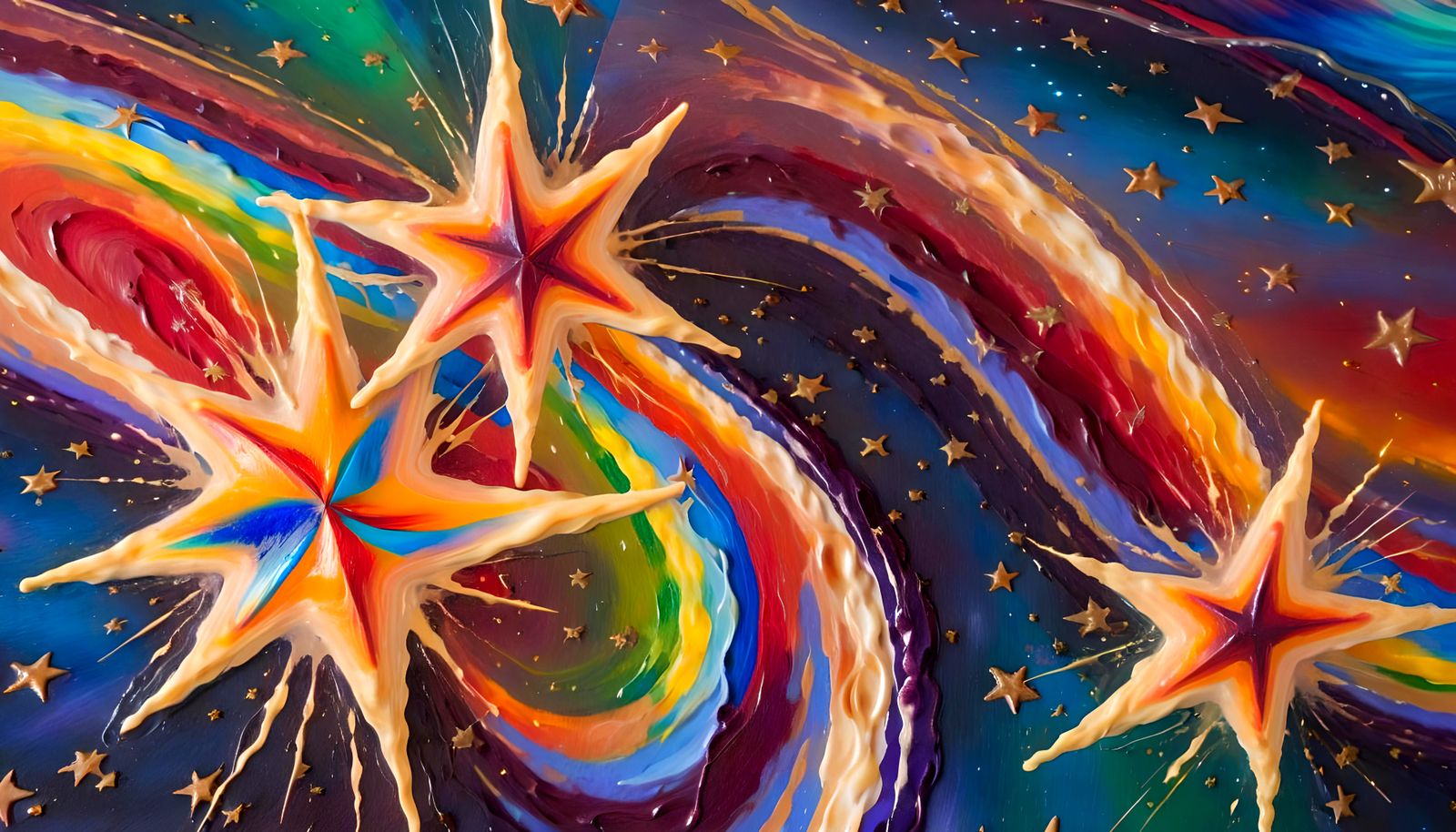 Swirling Star-Beings Forming: An Antipasto Oil Painting