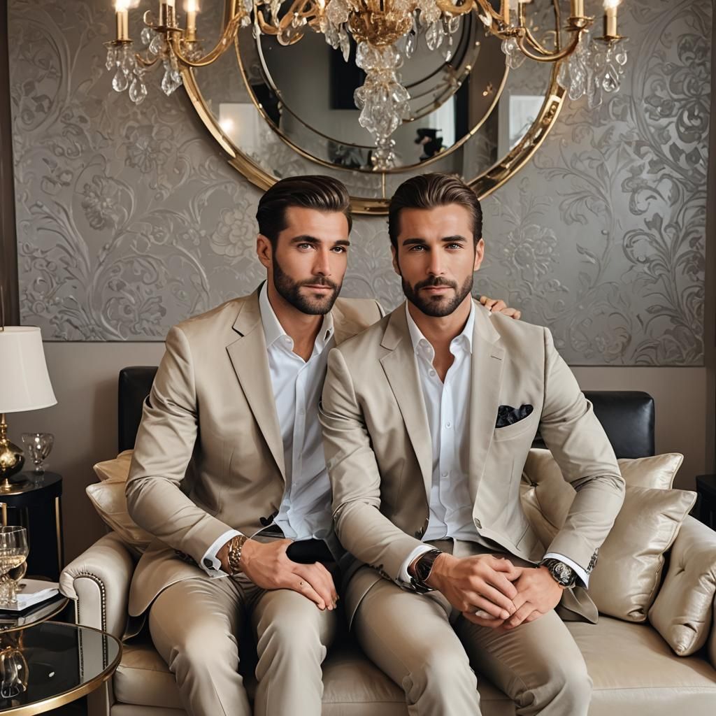 Handsome Man in Luxurious Modern Living Room
